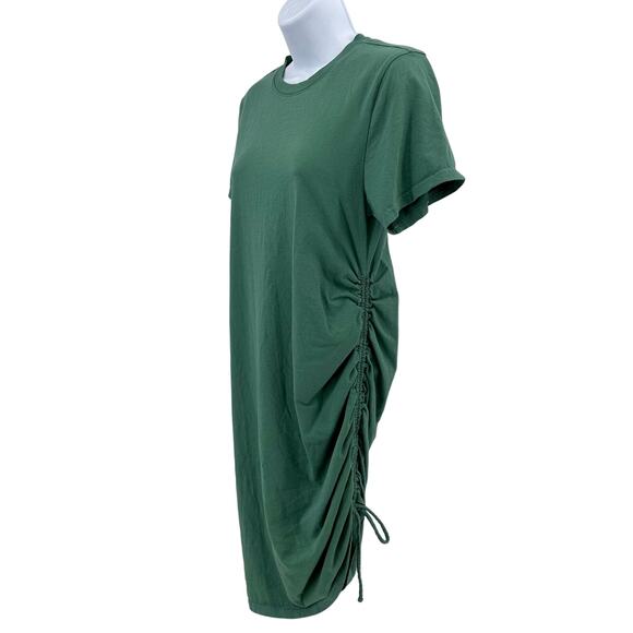 Universal Thread Ruched Side Knee Length T-shirt Dress WMNS XS Green Crew SS - Picture 4 of 12